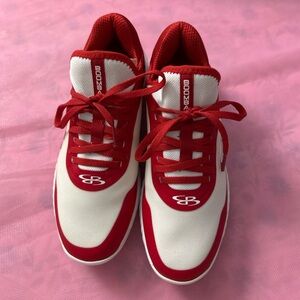 Boombah Women’s 6.5 Metal Softball Cleats White Red Fastpitch Spikes